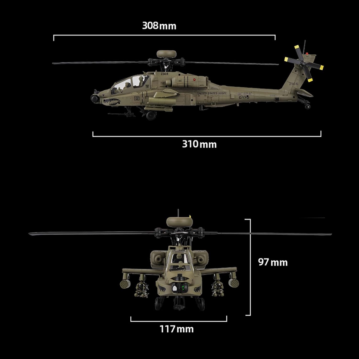 310MM 6CH C170 AH-64D Ferngest – Rc Helicopter Case Bewertung und Preis